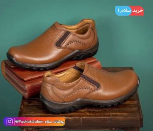 کفش چرم طبی مردانه تبریزمدل کلارک بدون بند فرزین کد 7637