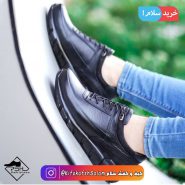 کفش چرم مردانه مشکی طبی ساخت تبریز مدل صمصام کد 7660