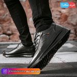 خرید کفش چرم مردانه اسپورت مشکی مدل سناتور بندی کد 7709